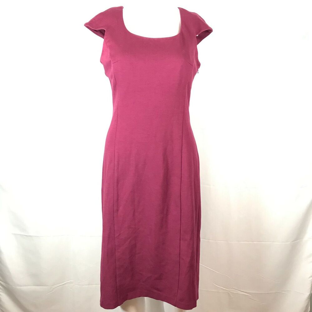 United Colors of Benetton Dress Womens Sz 2 Burgundy Knit‎ Stretch Pencil Sheath